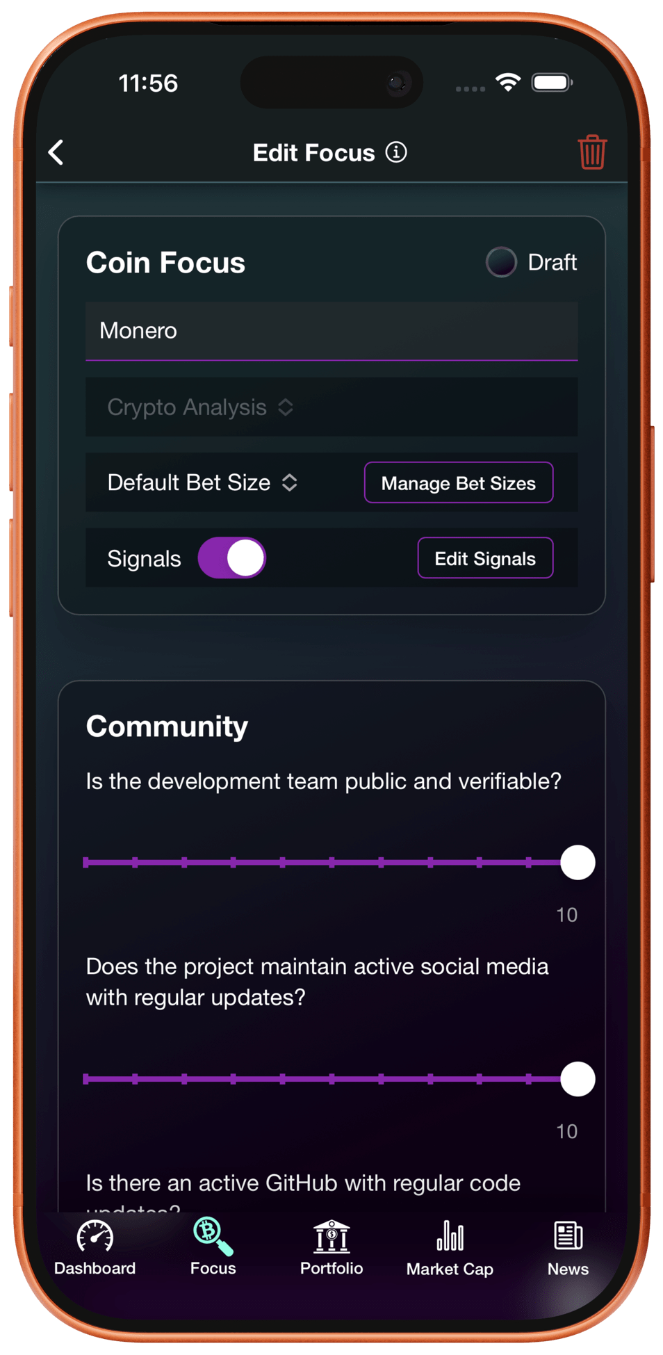 Fundamentally focus evaluation view